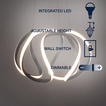 Euphoria 18.5" Contemporary Designer Aluminum/Iron Scribble Integrated LED Pendant Light - JONATHAN Y